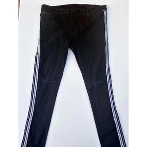 Rockstar Men's Black Distressed Logo Skinny Jeans (42x32)